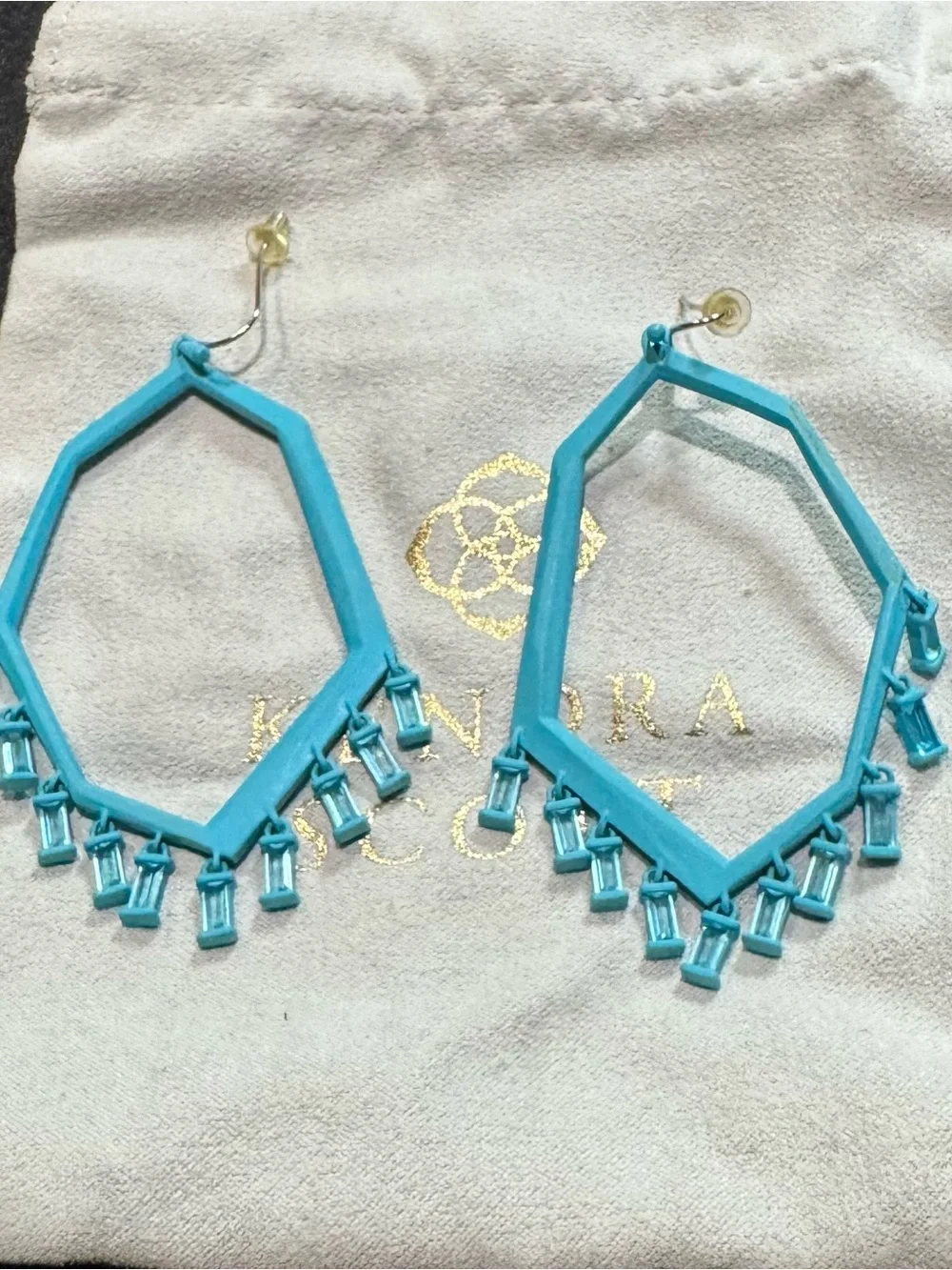 Kendra Scott Elisa Turquoise Geometric Fringe Drop Earrings